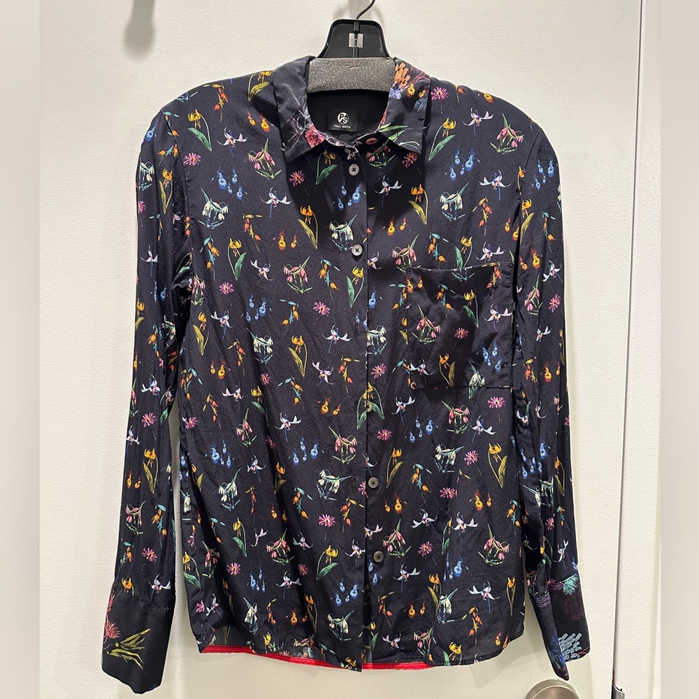 ***SOLD***Paul Smith Black Flower Pattern Silk Shirt